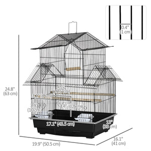 Cage à oiseaux de 63 cm avec perchoir, balançoire, récipient pour nourriture, plateau coulissant et poignée, pour pinsons, canaris et perruches