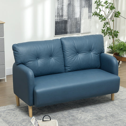 HOMCOM 58" 2-seater sofa, modern 2-seater sofa, upholstered, solid wood frame, navy blue