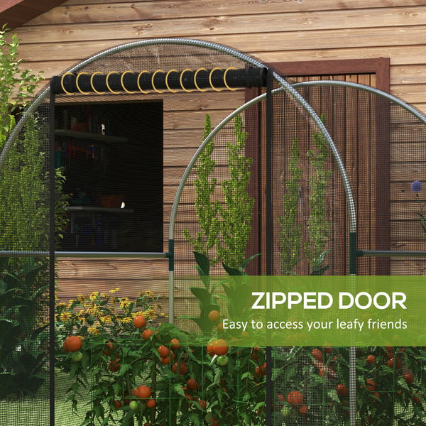 Grow cage with roll-up zippered door