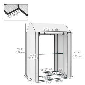 Portable tomato greenhouse with roll-up door, white
