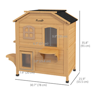 Maison à deux étages pour chats en bois avec toit ouvrant