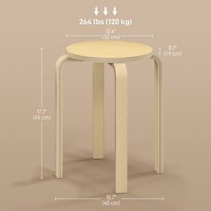 Round Stackable Chairs Set of 6, 18-Inch Backless Stacking Stools for Kitchen, Dining Room, Office, Outdoors