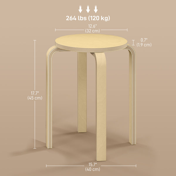 Round Stackable Chairs Set of 6, 18-Inch Backless Stacking Stools for Kitchen, Dining Room, Office, Outdoors