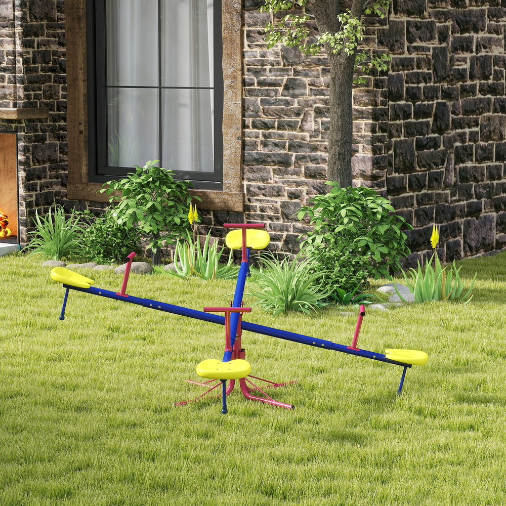 Balançoire à bascule en métal pour enfants, 4 places