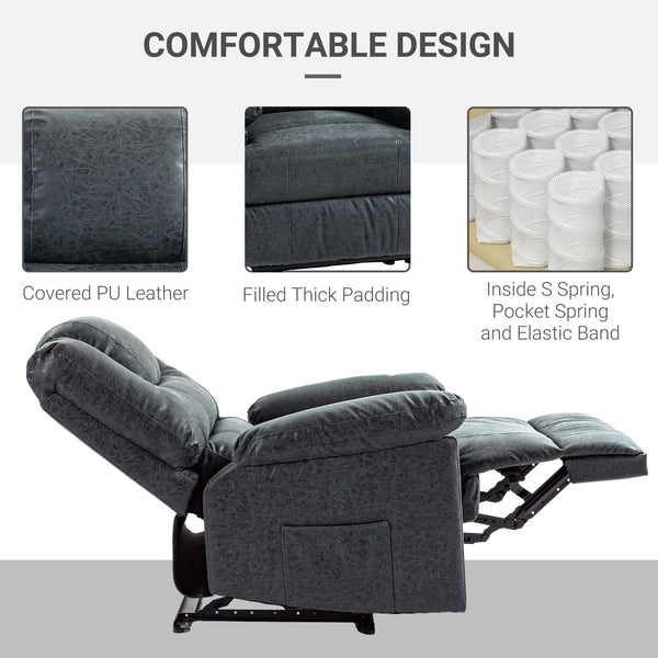 Fauteuil inclinable manuel en similicuir, noir