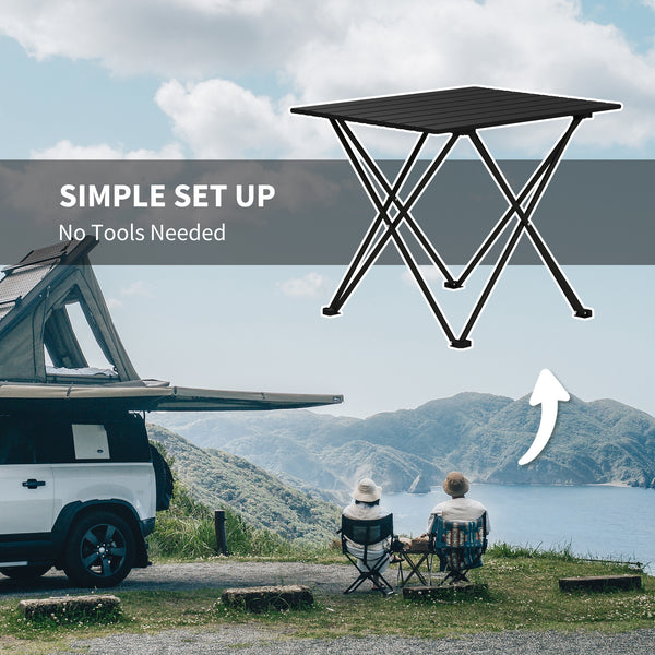 Table de camping pliante, noire