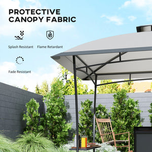 Outsunny 8' x 5' Outdoor Grill Gazebo, Double Tiered Barbecue Grill Gazebo Shelter with 2 Side Shelves and Hook, Light Gray |