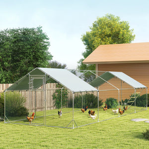 Grand poulailler métallique avec housse imperméable et résistante aux UV