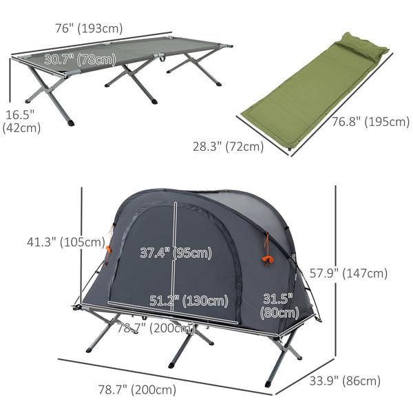 Lit de camp pliant avec matelas gonflable autogonflant et sac de transport