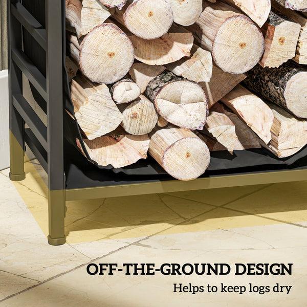 Heavy Duty Black Steel Log Rack with Carry Bag