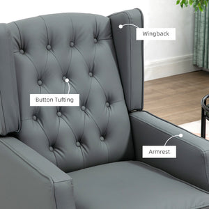 Fauteuil d'appoint moderne en similicuir avec rembourrage épais, gris