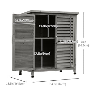 Abri de jardin en bois avec 2 portes, gris