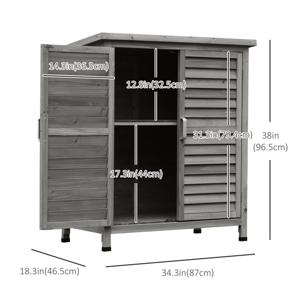 Abri de jardin en bois avec 2 portes, gris