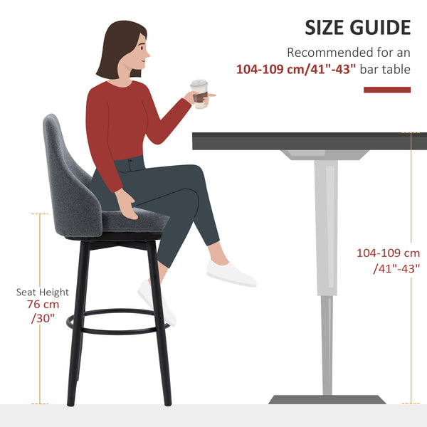 Set of 2 bar stools, anthracite grey