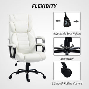 Fauteuil de bureau massant, vibration à 6 points, hauteur réglable, blanc