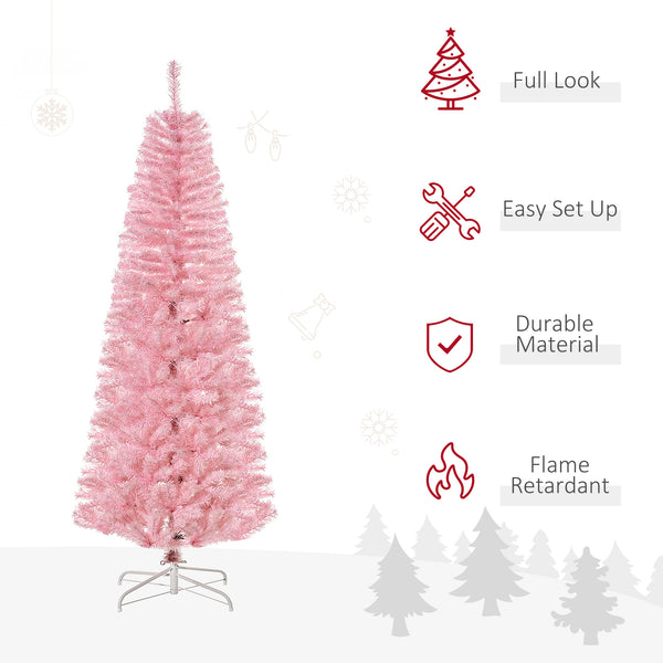 Sapin de Noël artificiel pop-up de 6 pieds rose