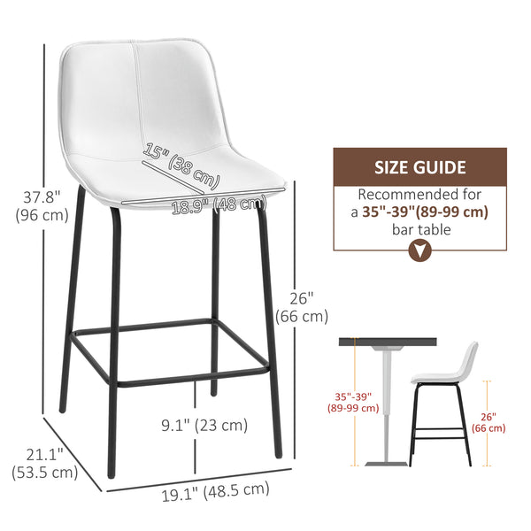 Lot de 2 tabourets de bar rembourrées à hauteur de comptoir, tabourets de cuisine avec pieds en acier