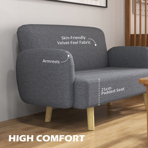 Canapé 2 places en tissu velours avec rembourrage, gris