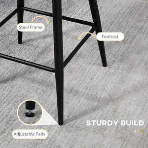 Set of 2 cashmere-look bar stools, cream white