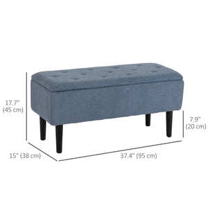 Banc de rangement moderne avec revêtement en velours, bleu