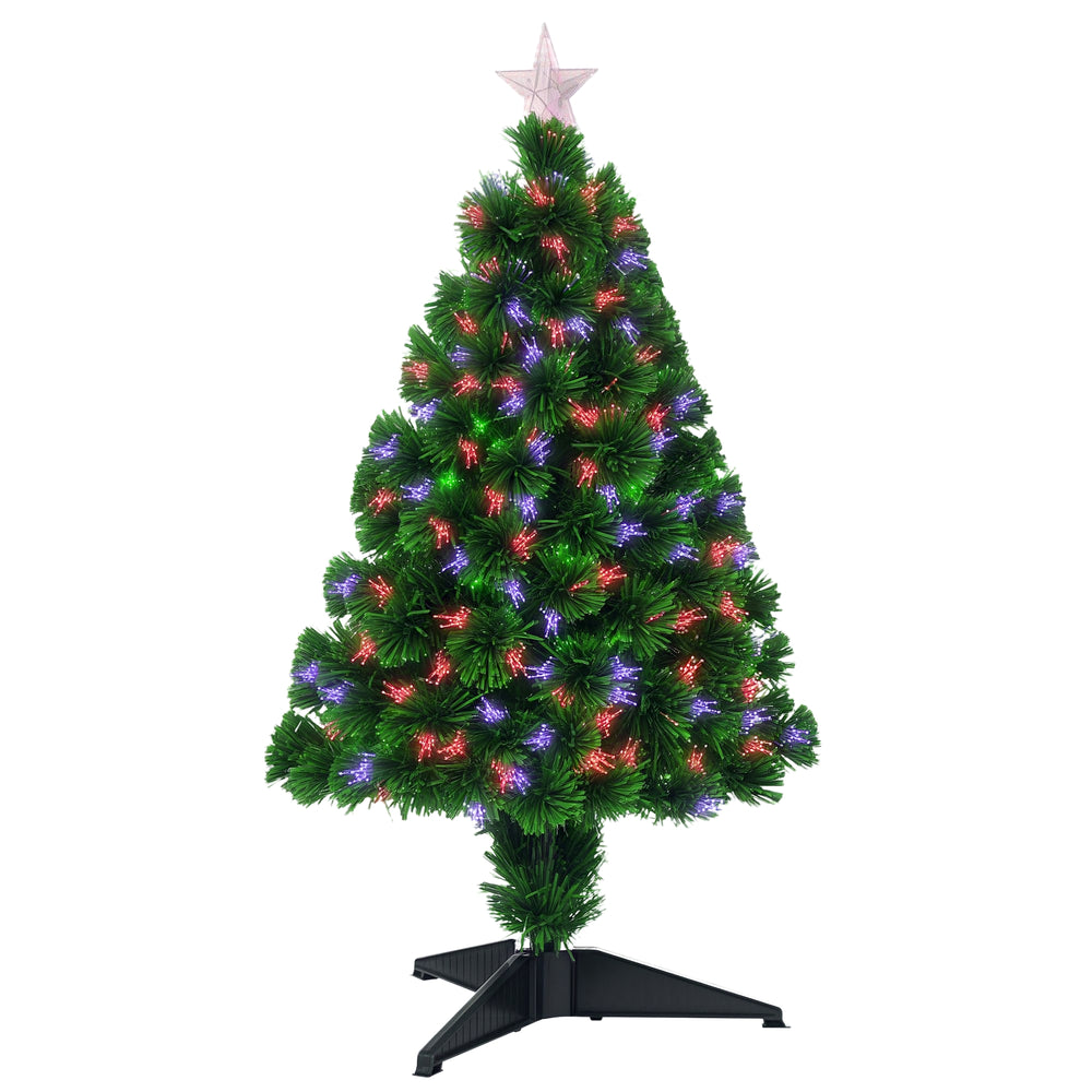 Petit sapin de Noël artificiel pré-éclairé de 2,5 pieds avec fibre optique