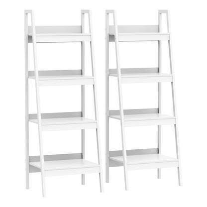 Set of 2 4-Tier Ladder Shelves, White
