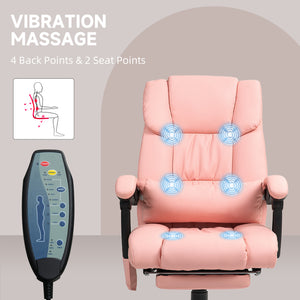 Fauteuil de massage vibrant à 6 points avec repose-pieds rétractable, rose