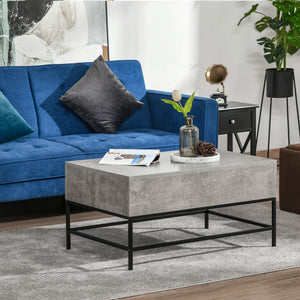 Table basse relevable avec compartiment de rangement dissimulé, gris