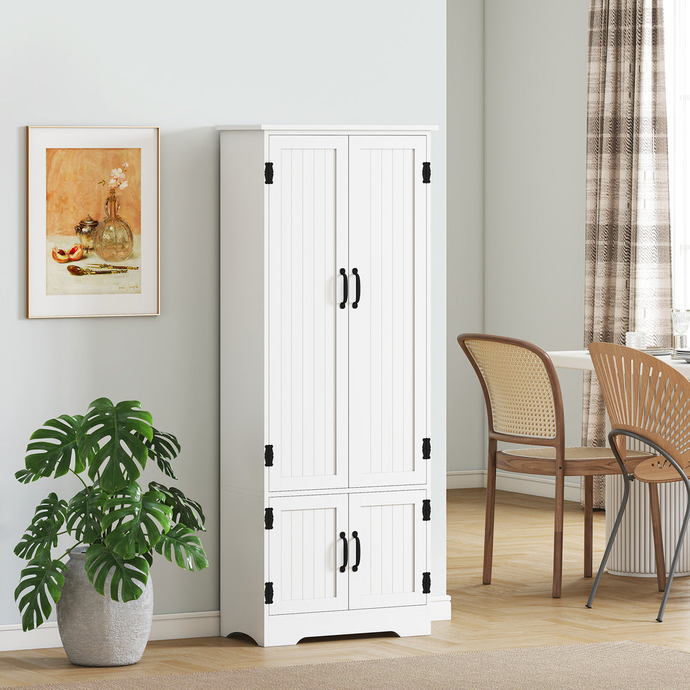 Garde-manger à plusieurs étages avec étagères réglables, blanc