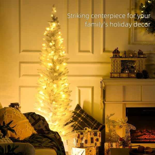 Sapin de Noël artificiel blanc de 6 pieds avec lumières LED blanc chaud
