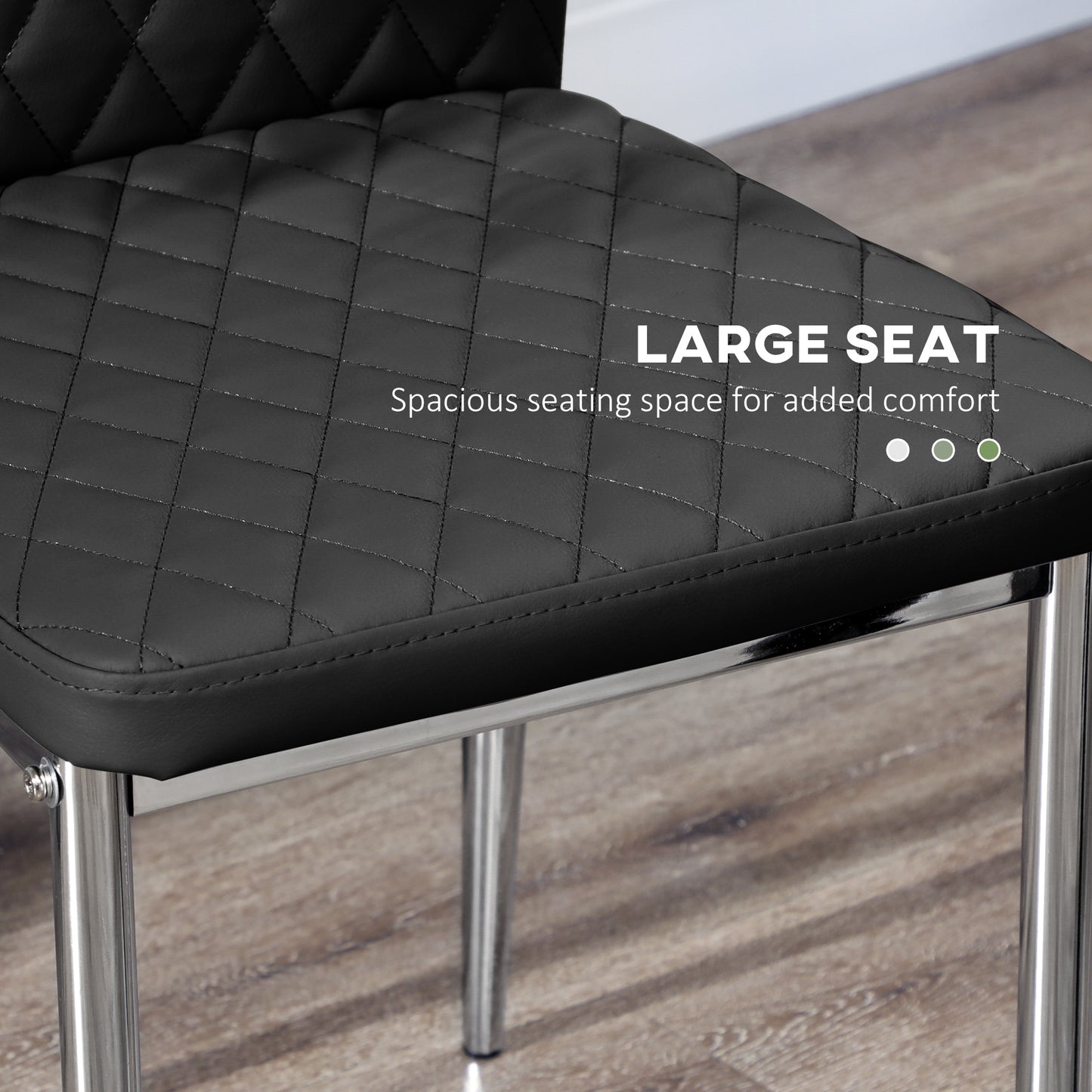 Lot de 4 chaises de salle à manger avec revêtement en similicuir et pieds en acier, noir