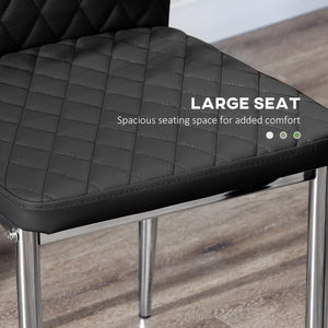 Lot de 4 chaises de salle à manger avec revêtement en similicuir et pieds en acier, noir