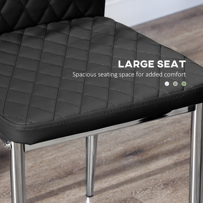 Lot de 4 chaises de salle à manger avec revêtement en similicuir et pieds en acier, noir