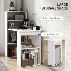 Modern computer desk with storage shelves, white