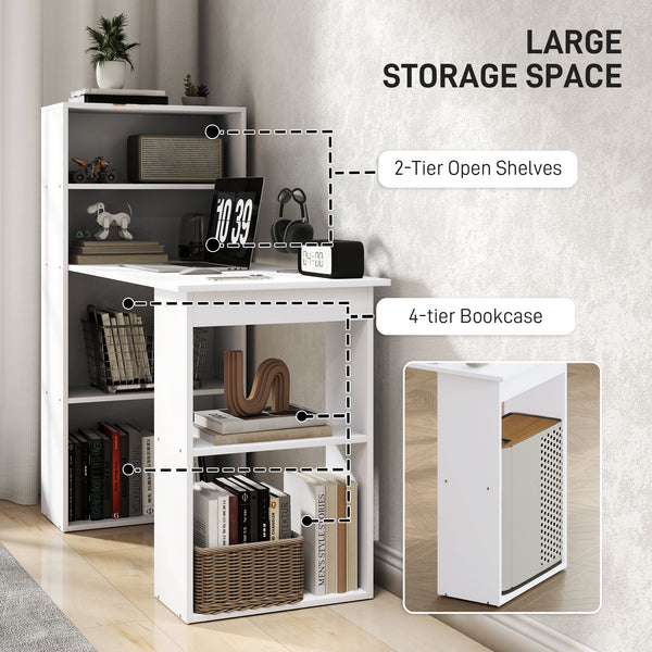 Modern computer desk with storage shelves, white