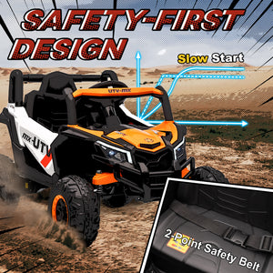 Voiture électrique 12 V avec télécommande, UTV électrique à batterie avec suspension à ressorts, orange