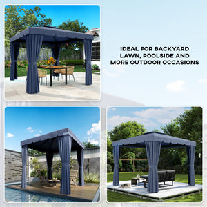Abri de jardin double 10' x 10'  avec rideaux et moustiquaires, bleu foncé