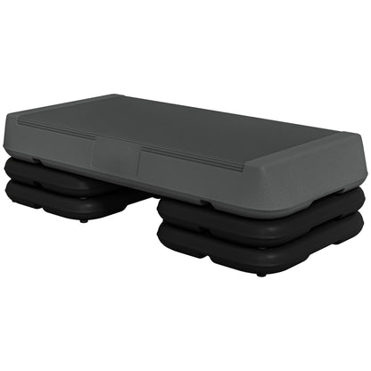 Soozier Adjustable Aerobic Stepper, 3 Levels with 4", 6", 8" Risers, Exercise Platform for Home Workout, 330 lbs Load Capacity, Gray