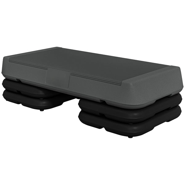 Stepper d'aérobic réglable à 3 niveaux avec rehausseurs 4", 6", 8", gris