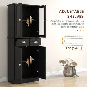 Meuble de rangement de 61 po avec portes en verre, noir