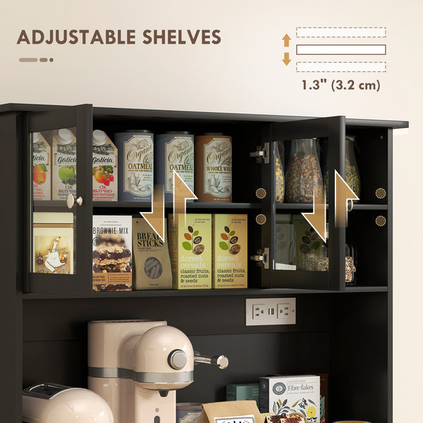 Meuble de cuisine avec station de charge et 2 placards basculant, noir