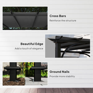 Pergola rétractable 10' x 10', protection solaire UPF50+, structure en métal, gris foncé