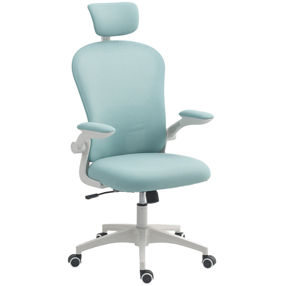 Chaise de bureau en maille avec appui-tête réglable, soutien lombaire 4D, accoudoirs relevables, vert clair