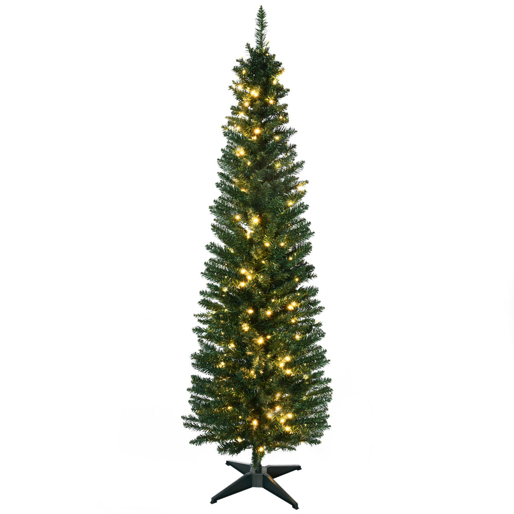 Sapin de Noël artificiel vert pré-éclairé de 6 pieds avec lumières LED blanc chaud