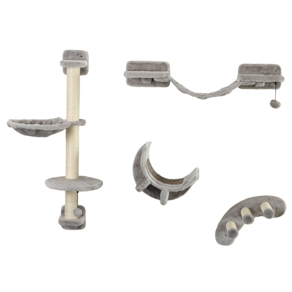 Mur d'escalade pour chat avec griffoir, gris