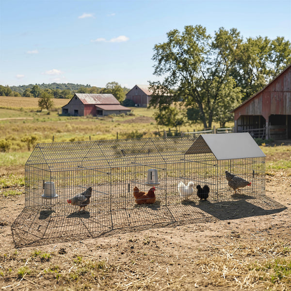 Metal chicken coop with water-resistant and anti-UV cover for 4 to 6 chickens