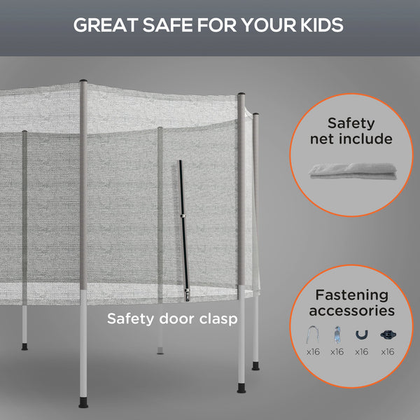 Safety net for 14-foot trampoline with 8 poles, grey 