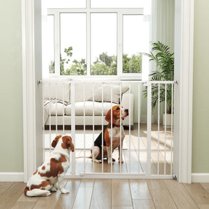 Pressure Fit Dog Gate Pet Barrier for stairs doorway, 29.9''- 42.1'' Width White