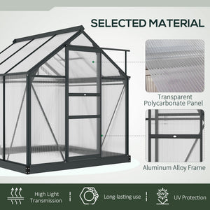 Garden greenhouse with sliding door, grey
