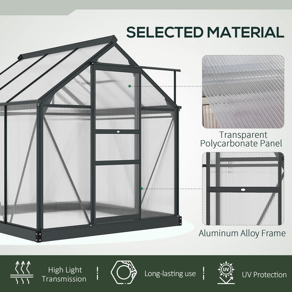Garden greenhouse with sliding door, grey